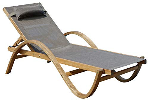 ASS Sonnenliege Paraiso aus Holz Lärche mit Kopfpolster von ALEOS, Farbe:Braun