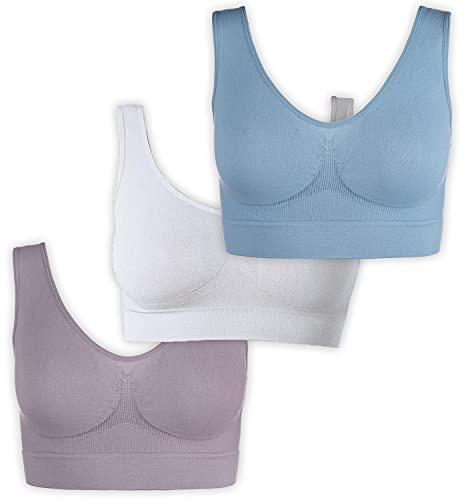 UnsichtBra Bustier dambehå utan bygel | uppsättning av 3 må bra bustiers toppar | bygellös mjuk bh | sömn amning sport crop top bustier i många färger