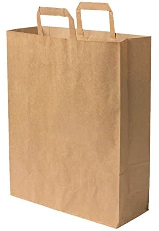 GREENBOX Umweltschonende Papier Tragetaschen groß I Papiertüten Geschenktüten Papiertragetaschen biologisch abbaubar, kompostierbar I 25 x braune Papier Tüten 32 x 12 x 40 cm