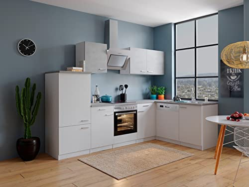 respekta Malia Küchenzeile, Holzwerkstoff, Beton, 280 cm