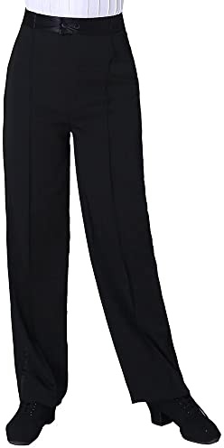 Libaobaoyo Boys Latin Ballroom Dance Pants Elastic Waist Professional Jazz Modern Perfomance Trousers for Kids, Black-3, 8-9 Years