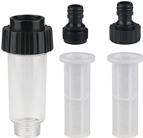 ZDNT Wasserfilter Gartenschlauch Wasserfilter Wohnmobil 3/4 Zoll Wasser Vorfilter Wasserfilter Set mit 2 Filtereinsatz für Hochdruckreiniger, Gartenpumpe, Gartenbewässerung, Wohnmobil