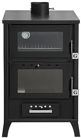 Decor Space Stufa a legna Marika 22 kw con forno in acciaio verniciato h 91,5 cm (Nero)