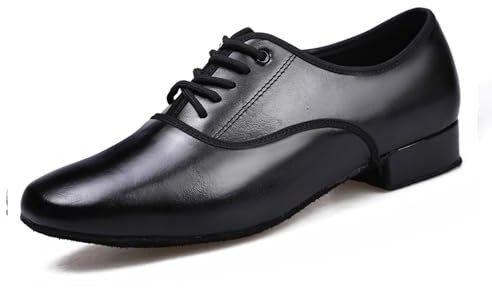 TINRYMX Tanzschuhe latein Herren Atmungsaktiv Tango Salsa ballsaal Tanzschuhe,LHDMD-Schwarz-2.5CM,43EU
