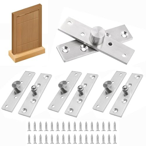 OHYER 4 Sets Verdeckte Edelstahl-Drehscharniere Aufschraubband Scharnier klappbar Aufschraubscharnier 360 grad scharnier zapfenband pivot scharnier Positiver Drehpunkt mit Schrauben Schrankbeschläge