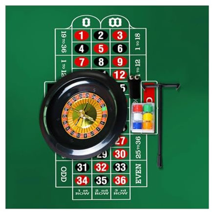 GeRRiT Roulette-Rad 18-Zoll-schwarzes Deluxe-Roulette-Rad-Set, Präzisionslager mit Einzel-Null-Layout, Roulette, Roulette-Spiele für Spieleabende Partyspiele