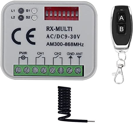 Pojedehy Remote Control Switch Receiver 300-868MHz Receiver Universal 9-30V for Garage Door Control Garage Switch