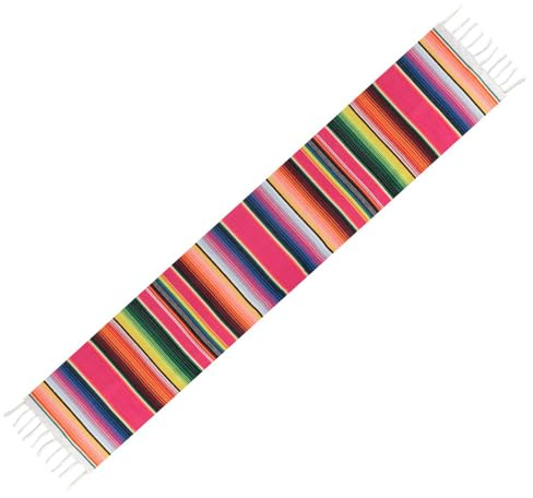 Hsthe Sea Mexikansk sidenscarf duk 14 X 84 tum mexikansk fest Bröllopsdekoration Utomhus picknickbord, tofsad bomull handvävd duk