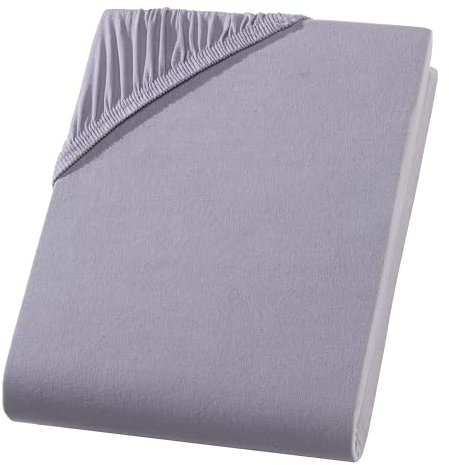 Kinder Jersey Spannbettlaken - 60-70 x 140 x 18 cm - 100% Baummwolle - Oeko-tex® Made in Green zertifiziertes Spannbetttuch - Gummizug - Grau