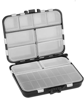 ANDARS Scatola per esca con 12 scomparti, 12 x 9,5 x 3,5 cm, con cinturino regolabile, per esche e accessori