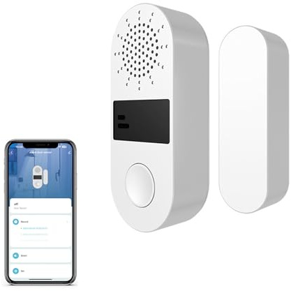 Mengshen Smart WiFi-dörrsensor, ingen hubb behövs trådlöst fönsterdörrlarm med högt 130 dB siren fönster dörrlarm med aviseringar i realtid