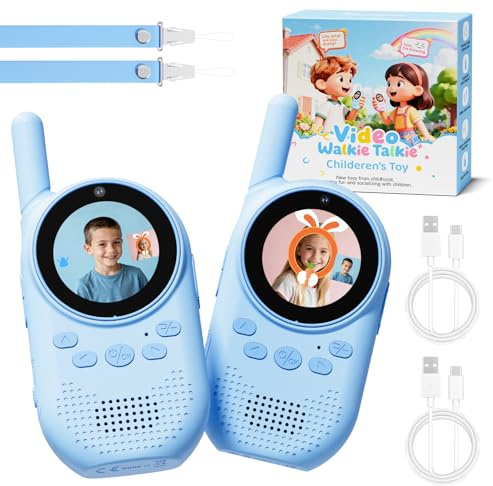 HEWEIMEI Video Talkie Walkie Enfants, Talkie Walkie Enfants Rechargeable avec Vidéo & Caméra HD, Talki e Walkie Longue Portée, Cadeaux pour Garçons & Filles de 3 à 12 Ans
