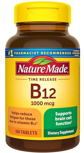 Nature Made Vitamin B12 1000 mcg, B12 Vitamins, Dietary Supplement for Energy Metabolism Support, 160 Time Release Tablets, 160 Day Supply