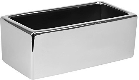 Keramik Übertopf L 24,5 cm Silber rechteckig Pflanztrog Blumentopf Topf