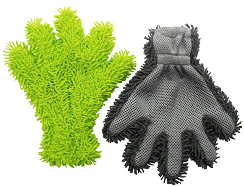 ZOLLNER 2-TLG. Set Autowaschhandschuhe, Mikrofaser, Chenille Korallen