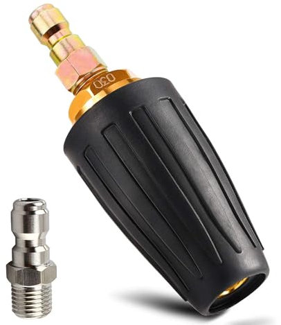 Embouts de nettoyeur haute pression Turbo Buse de nettoyeur haute pression 3000 PSI Max Rotation Buse de nettoyeur haute pression avec 2 pièces de 6,35 mm Connexion rapide pour nettoyer les surfaces