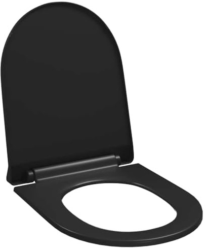 vidaXL Tapa de Váter de Cierre Suave y Desenganche Rápido Negra Baño Inodoro Estándar Accesorios Fontanería Ideal Hogar Restaurante Hotel Comercio