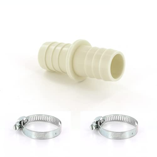 DL-pro slangkontakt 24 mm ytterdiameter kompatibel med 22 mm inre Ø avloppsslang tvättmaskin diskmaskin inkl. 2 slangklämmor