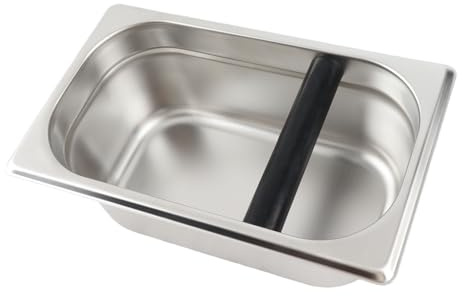 Caja de golpe de café, caja de golpe de café grande Molinos de café de acero inoxidable Recipiente pulido Cubo de residuos Accesorio para cubo de basura de expreso(Plata)