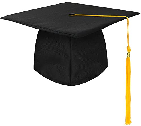 KEELYY Doktorhut Abschluss Hut Unisex, Doktorhut Graduation Cap Verstellbar Bachelor Abschluss Hut für Abschlussfeiern vom Studium, Universität, Hochschule, Abitur Absolventenhut - 4 Farbe (Yellow-1)