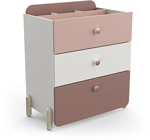 habeig Kinder Kommode Kinderzimmer Schrank Anrichte Schublade (Weiss/Rosa #229)