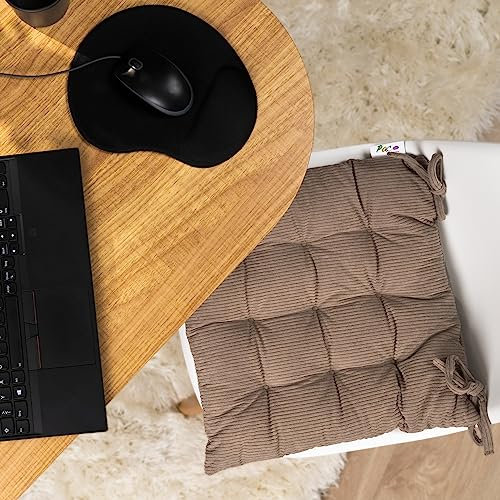 Paco Home Sitzkissen mit Befestigungsbänder 40x40 Stuhl Bürostuhl Kissen Stuhlkissen Innen Indoor versch. Farben 2er Set