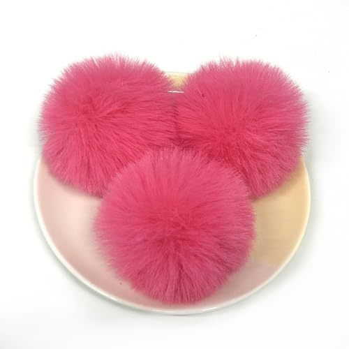 SYSUII 10 stycken 8 cm fuskpäls pompon pälstofs fuskpäls pompon pom boll gör-det-själv päls pom poms för kvinnor flickor mössor beanies väska juldekoration nyckelring dekoration rosa
