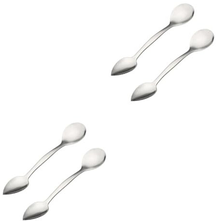 Garneck 4 Stück Grabschaufel babylöffel gemüselöffel Grapefruitlöffel Edelstahl Grapefruit-Löffel Edelstahllöffel Doppelkopf Spatel