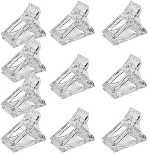 10 Pcs Pinces Ongles Transparentes, Pinces à Ongles en Gel, Clip à Ongles Cristal pour les Extensions d'Ongles et la Manucure (Blanc)