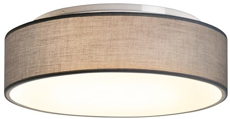 Zedelmaier Deckenlampe Stoff Rund 38cm E27x2 max.40W Deckenleuchte Grau Stoffschirm Wohnzimmer Schlafzimmer Küche Flur Kinderzimmer Lampe Decke Lampenschirm