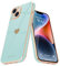 Teageo for iPhone 14 Case Cute Heart Pattern for Women Girls Slim Luxury Bling Plating Soft TPU Anti-Scratch Shockproof Bumper Phone Case for iPhone 14, Pearl Aqua