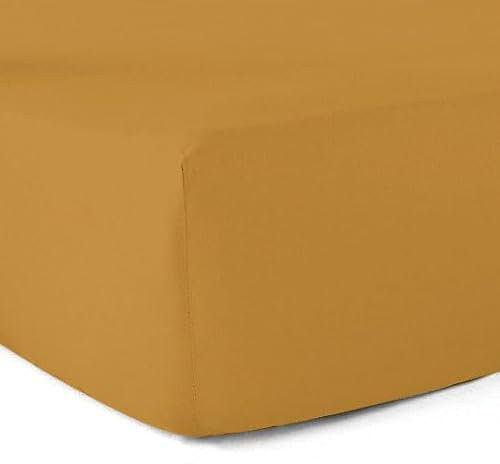 Spannbettlaken, 100% Baumwolle, Fadenzahl 57, Safran, 90 x 190 cm - 30 cm Ecke