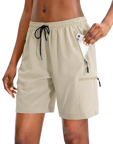 JENOANY Short de randonnée pour femme, longueur genou, 17,8 cm, séchage rapide, safari, léger, résistant à l'eau, petite protection solaire