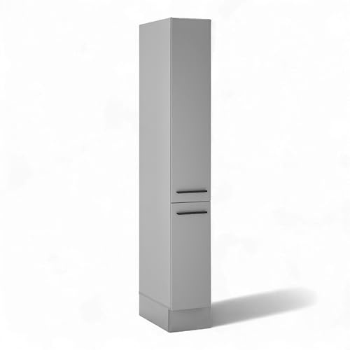 Stella Trading Denver Apothekerschrank Küche in Grau - Geräumiger Küchenschrank mit viel Stauraum - 30 x 211 x 57 cm (B/H/T)