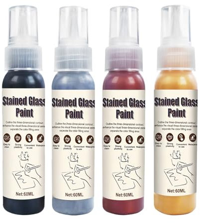 Allony Window Color Konturenfarbe, Glass Paint, Window Color Set Kontur, für Fensterbilder auf Spiegelfliesen Andere Glatte Oberflächen(Gold, Silber, Schwarz、Bronze) - 4 * 60ML