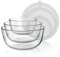 Arendo - Rührschüsseln aus Glas mit Deckel - Glasschüssel 3er Set - 1100ml + 2700ml + 4400ml – Rührschüsseln klein bis groß – Borosilikatglas - Salatschüssel Glasschale Salatglasschale