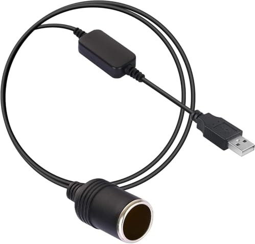 joonnair 1,2M Adaptador USB a Mechero Hembra Máximo 10 W, Adaptador para Encendedor de Cigarrillos, 5V USB A Macho a 12V Enchufe de Encendedor para GPS teléfono móvil Cámara de Coche