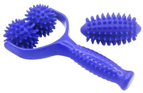 Rodillo de masaje con asas, Rodillo de Masaje, masajeador de bola de fascia con puntos, multifuncional, para Relajarse Culturismo, para dolor muscular en piernas espalda brazos y hombros, azul