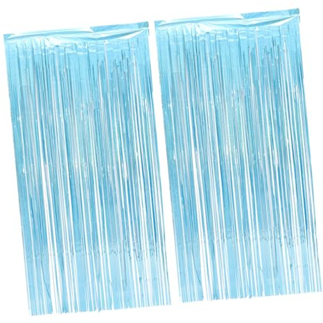 ERINGOGO 2piezas Cortina De Franjas De Tinsel Decoración De Bodas De Cortinas De Puerta Color Azul para Fotografía y Celebraciones