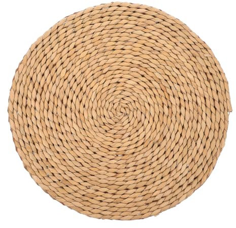 GLEAVI Decorative Meditation Cushion Thick Woven Doormat for Indoor Floor Seating Picnic Food Mat Natural Reed Thickness for Relaxation Home Decor