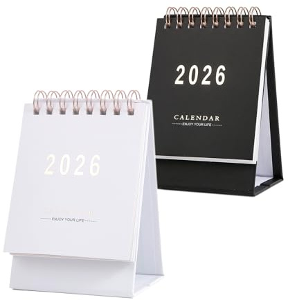 2 Pcs Mini Desk Calendar 2025-2026, Pocket Calendar from July 2025 to December 2026, Monthly Small Desktop Calendar, Academic Year Planner for Home Office School