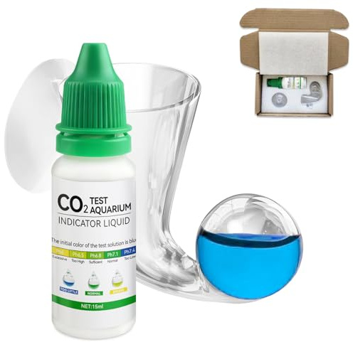 Drop Checker Co2, Co2 Aquarium, Kit co2 Aquarium avec 15 ML Indicateur 20 MG/L Surveille avec Précision la Concentration de Dioxyde de Carbone, pour aux Aquariums d'eau Douce