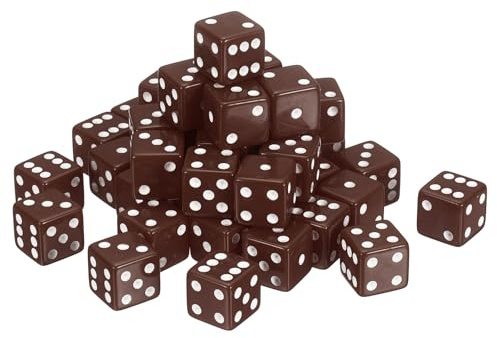 QUARKZMAN 36 st 6 sidor akryltärningar, 19 mm/0,75 stora tärningar D6 opak grossist för brädspel, födelsedag, festtema, rolig leverans, brun