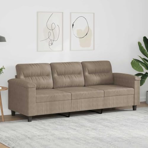 KKHOMEI Divano 3 Posti con Rivestimento in Microfibra e Struttura in Metallo Robusta, Divano 3 Posti Soggiorno Divanetto 3 Posti Moderno per Appartamento, Ufficio, 210 x 77 x 80 cm, Talpa