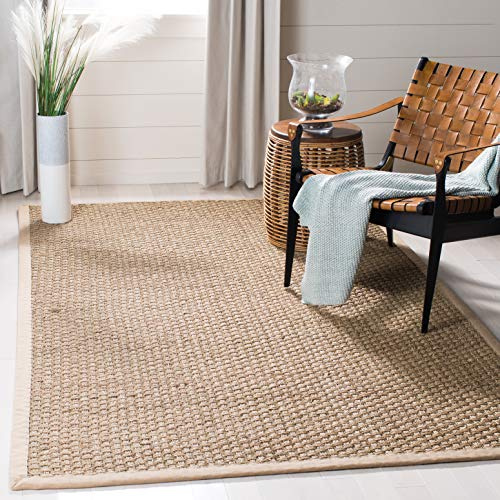 SAFAVIEH Tapis en Fibres Naturelles Salon, Salle à Manger, Chambre à Coucher - Natural Fiber Collection, Tapis à Poil Court, Naturel et Beige, 122 X 183 cm