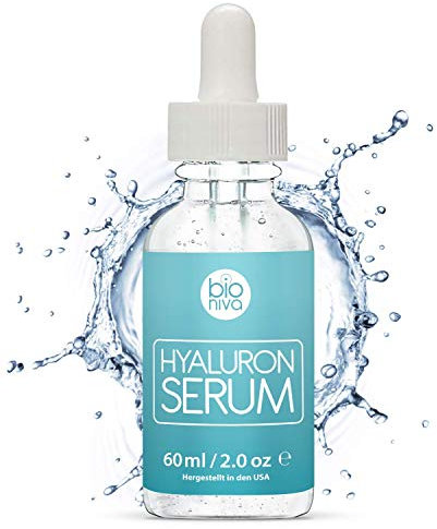 Bioniva Hyaluronic Acid Serum with Vitamin C and E, Green Tea, Aloe Vera, and Jojoba Oil, Anti-Aging Collagen Boosting Facial Skincare, Organic Vegan Skin Moisturizer 60ml