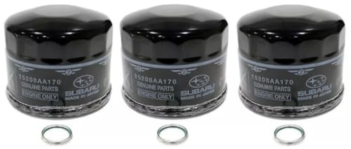 Subaru Set of 3 Oil Filters and Crush Gaskets for 2015-2026 WRX BRZ - 2026 Outback Turbo & Wilderness - 15208AA170 & 803916010 - Genuine OEM