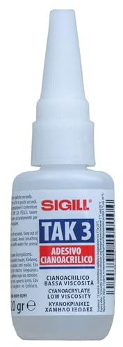 Sigill - Tak 3 Bassa Viscosità, Flacone da 20g, Colla Istantanea Cianoacrilica, Indurimento Rapido in Pochi Secondi, Per Metallo, Vetro, Plastica, Gomma e Altri Materiali Non Porosi