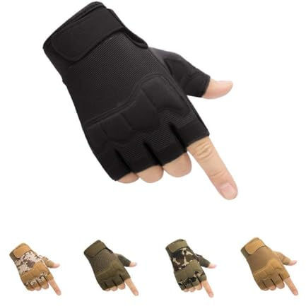 HYCOPROT Gants sans Doigts, Gants de Plein Air Légers, Respirants et Protecteurs pour Escalade, Moto, Camping, Escalade, Plein Air.