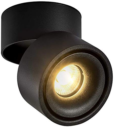 CPROSP 10 W takspotlight inomhus roterbar, COB LED-chip, 10 x 10 cm, naturlig vit 4 000 K, svart, lampa för kök, vardagsrum